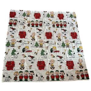PEANUTS SNOOPY Christmas Shower Curtain & Hooks Woodstock Charlie Brown